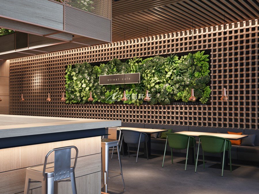 室内咖啡馆植物墙