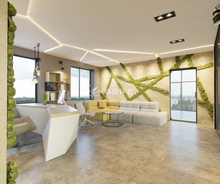 商业苔藓墙_商用办公室墙壁创意苔藓植物设计
