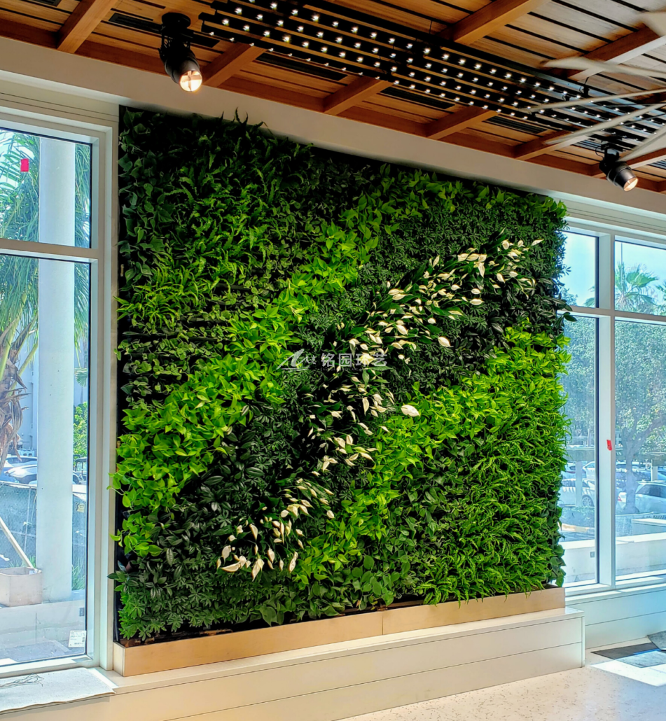 培训机构植物墙效果图，商铺室内垂直绿化景观