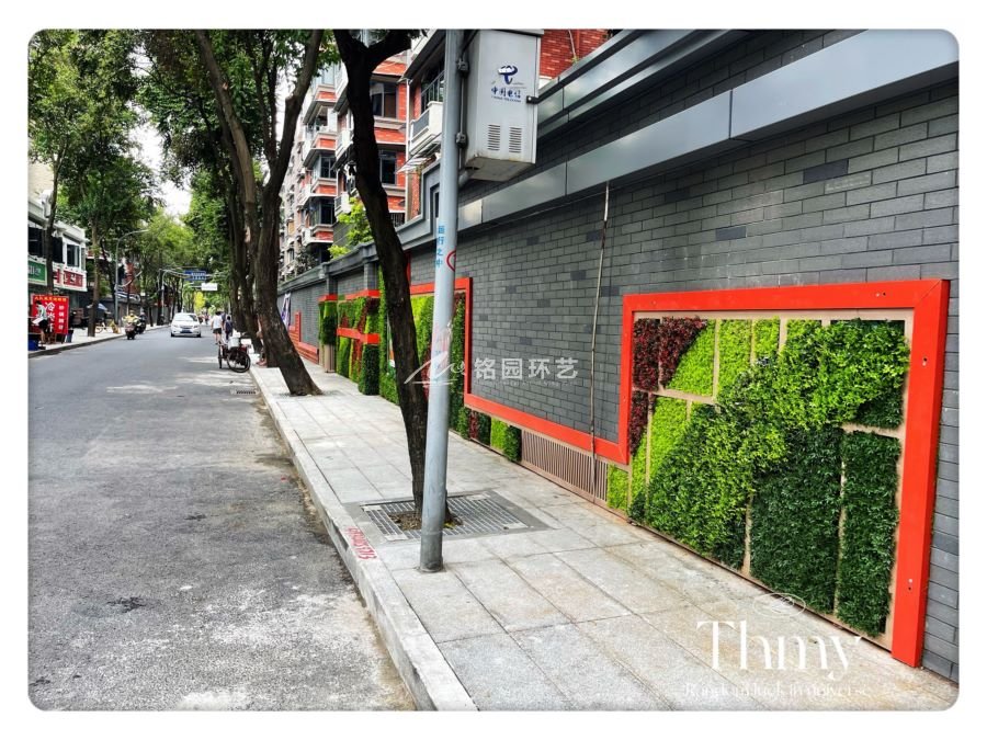 街道围墙植物墙，民俗文化街垂直绿化景观改造